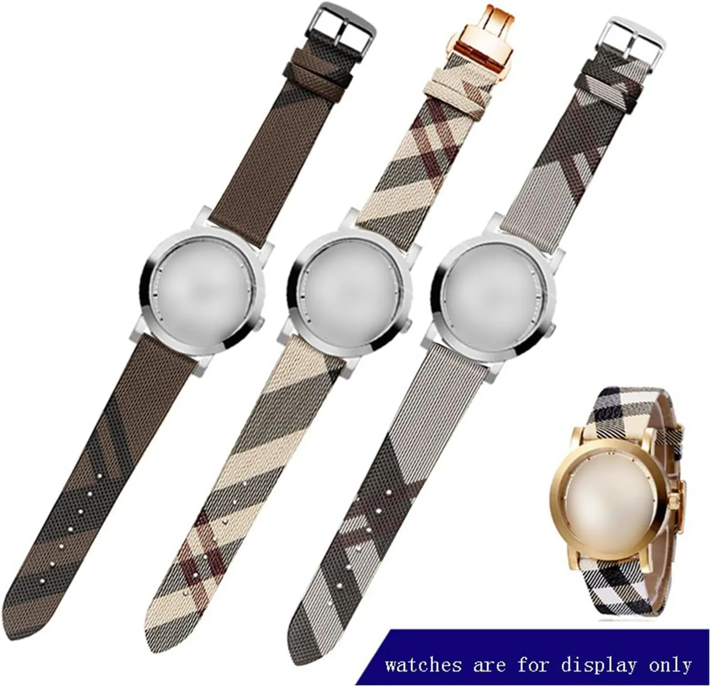 Plaid Pattern Leather PU Strap 12 14 16 18 20 22mm Black Brown Bracelet Compatible With BURBERRY BU19384 Men And Women Watch Chain