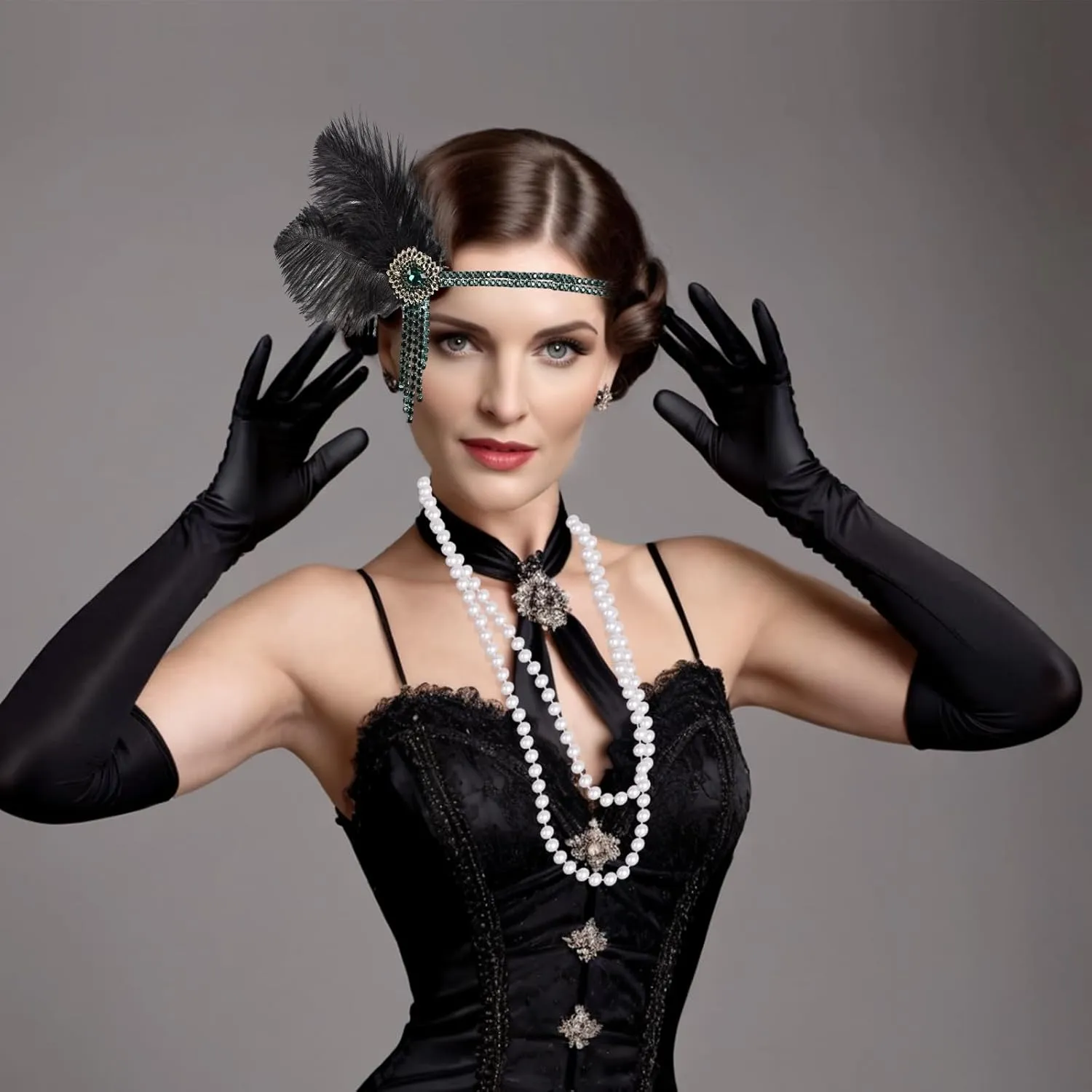 PLULON 1920s Flapper Great Gatsby Accessories Set Fashion Roaring 20's Theme Set