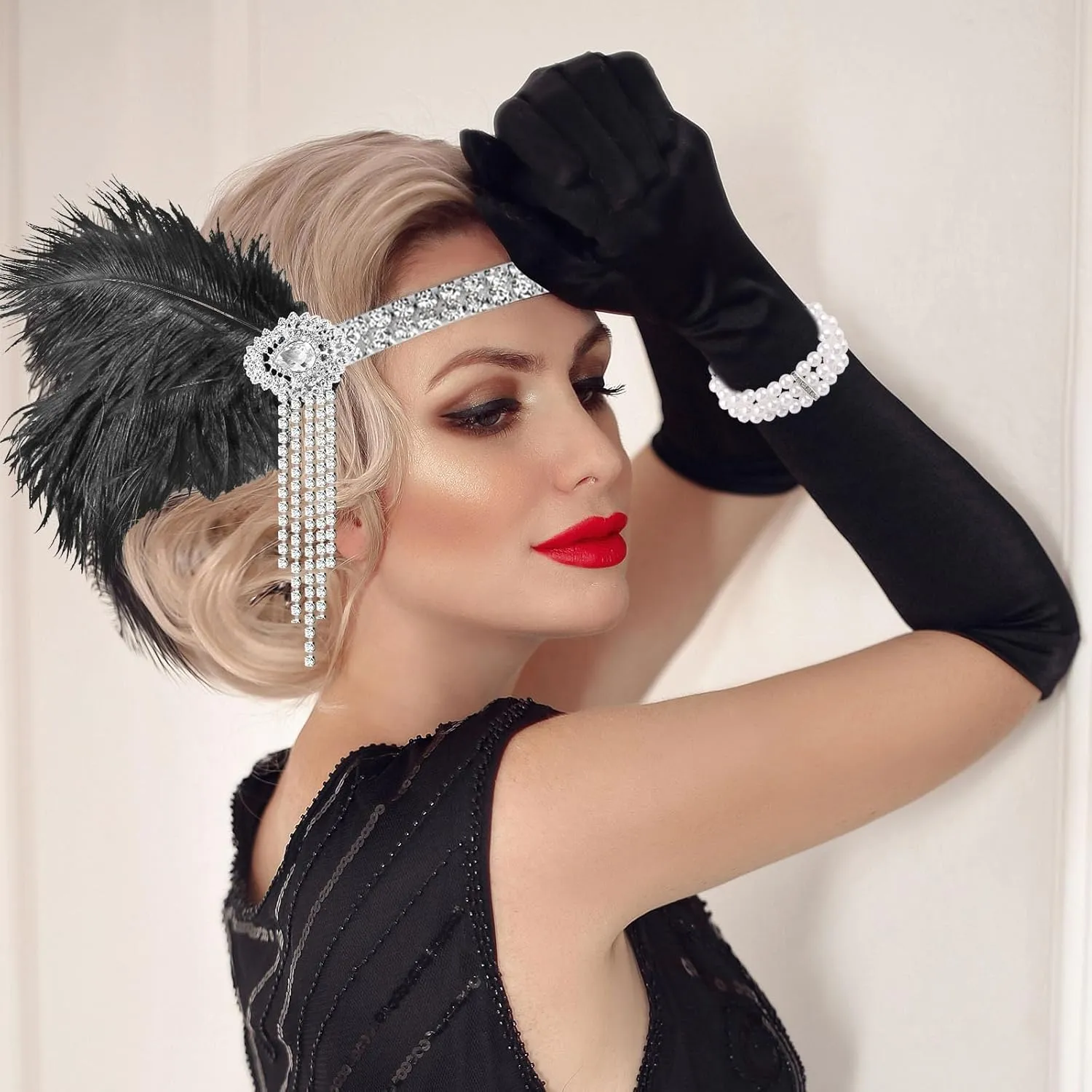 PLULON 1920s Flapper Great Gatsby Accessories Set Fashion Roaring 20's Theme Set