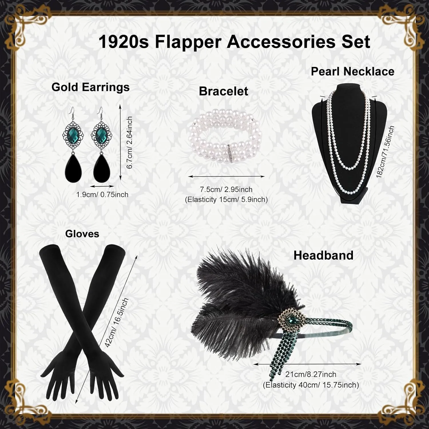 PLULON 1920s Flapper Great Gatsby Accessories Set Fashion Roaring 20's Theme Set