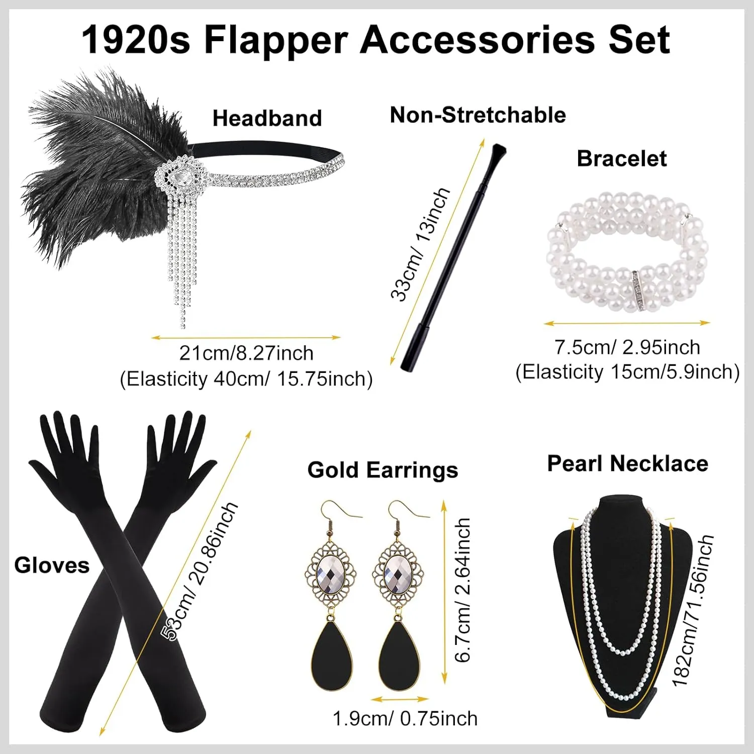PLULON 1920s Flapper Great Gatsby Accessories Set Fashion Roaring 20's Theme Set
