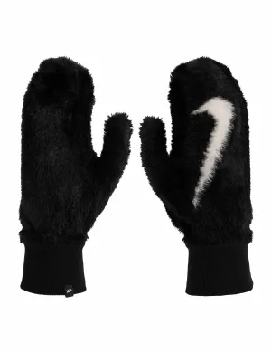 Plush Knit Mittens - Black/White