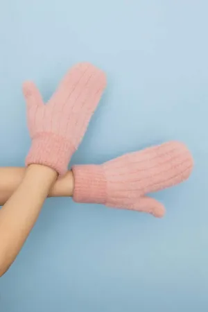 Plush Pastel Fuzzy Mittens