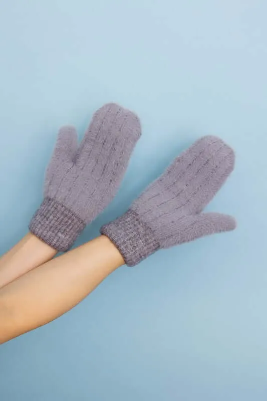 Plush Pastel Fuzzy Mittens