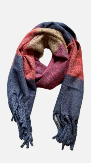Plush Scarf - Navy Wide Stripe