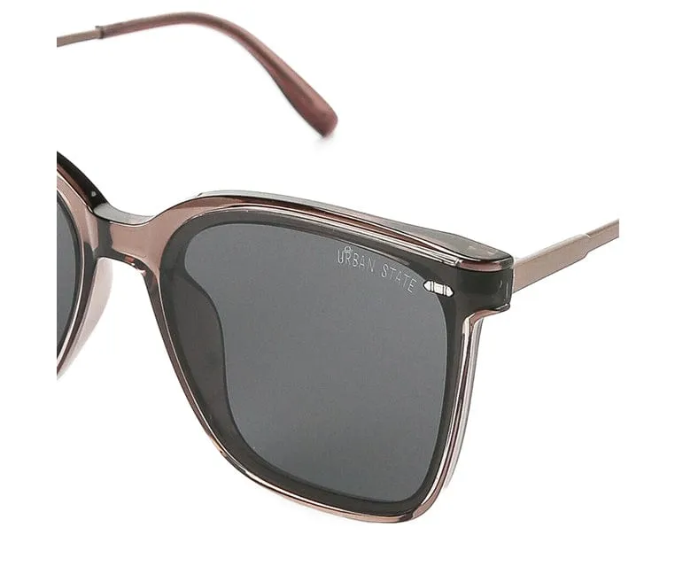 Polarized Plastic Frame Lesca Square Sunglasses - Black Clear