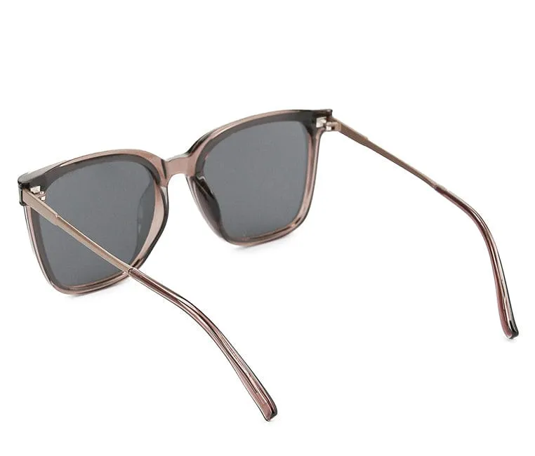Polarized Plastic Frame Lesca Square Sunglasses - Black Clear