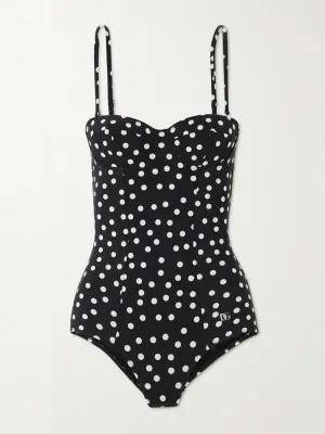 Polka-dot underwired swimsuit