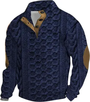 Polo Pullover Corduroy Winter Independence Day Casual Fashion Soft And Comfortable Casual Vintage Mens Aztec Print