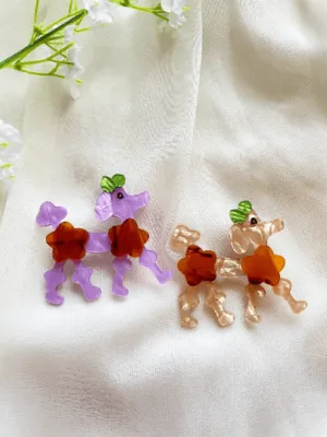 Poodle dog acetate brooch | glitter colourful cloth pin | shinny bright oversize pin for casual wear | chic pop kawaii