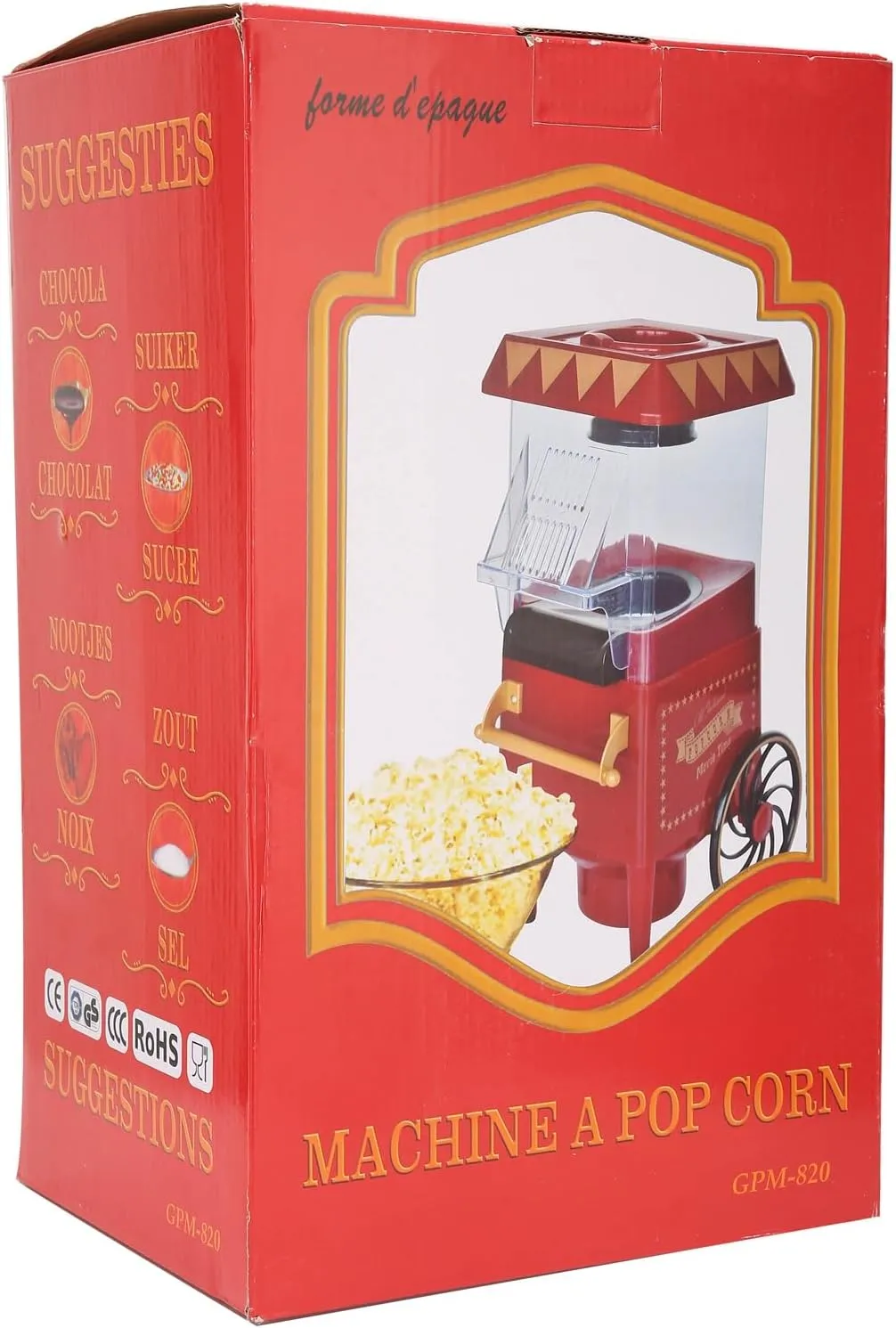 Popcorn Maker Model, Red Retro Automatic Machine Household Quick Popper with Home Party Popcorn Maker Corn for Birthday GiftUS Plug 110V Poppers Hot Air Horse or Gifts US (US Plug 110V)