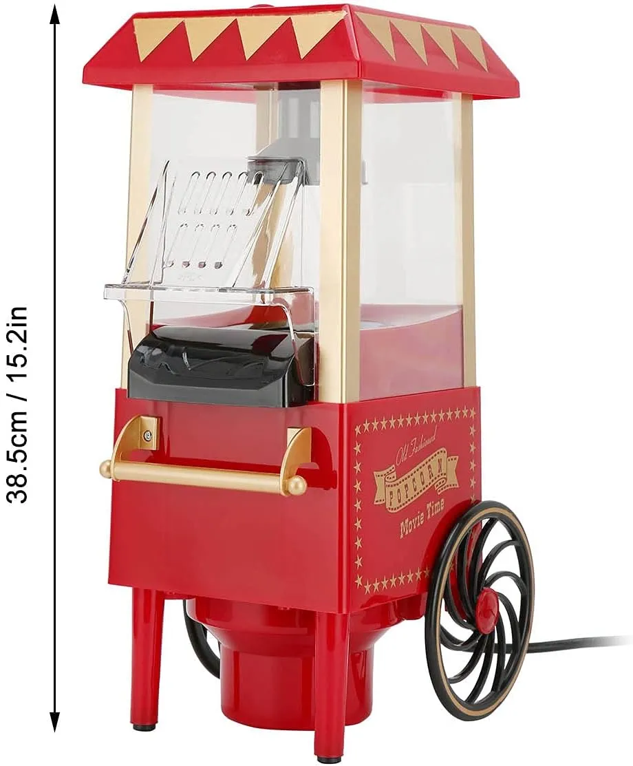 Popcorn Maker Model, Red Retro Automatic Machine Household Quick Popper with Home Party Popcorn Maker Corn for Birthday GiftUS Plug 110V Poppers Hot Air Horse or Gifts US (US Plug 110V)