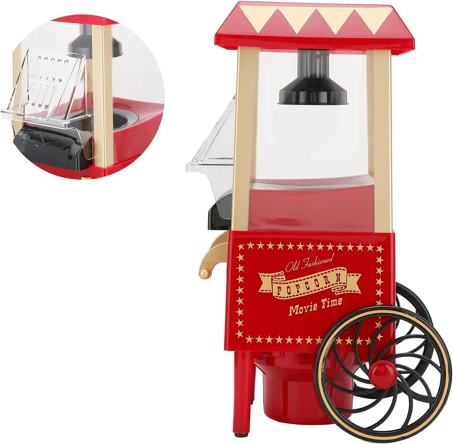 Popcorn Maker Model, Red Retro Automatic Machine Household Quick Popper with Home Party Popcorn Maker Corn for Birthday GiftUS Plug 110V Poppers Hot Air Horse or Gifts US (US Plug 110V)