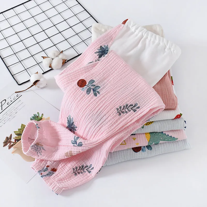 Pregnant Woman Pajamas Pants Summer Thin Cotton Home Double Layer Plus Size Loose Long Women Sleepwear