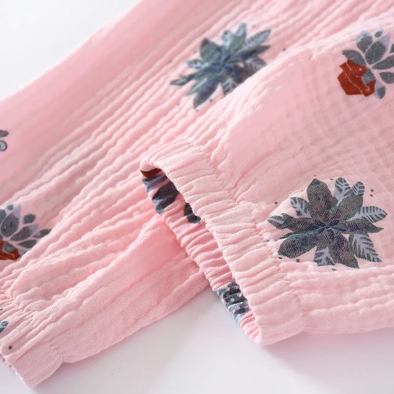 Pregnant Woman Pajamas Pants Summer Thin Cotton Home Double Layer Plus Size Loose Long Women Sleepwear
