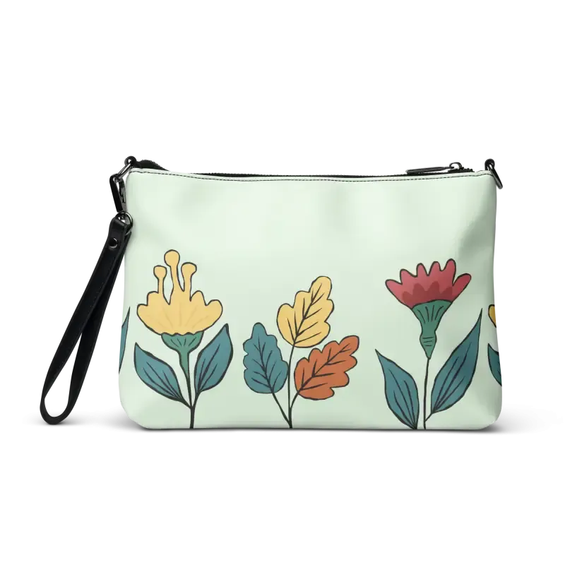 Pretty Flowers Faux Leather Crossbody Bag
