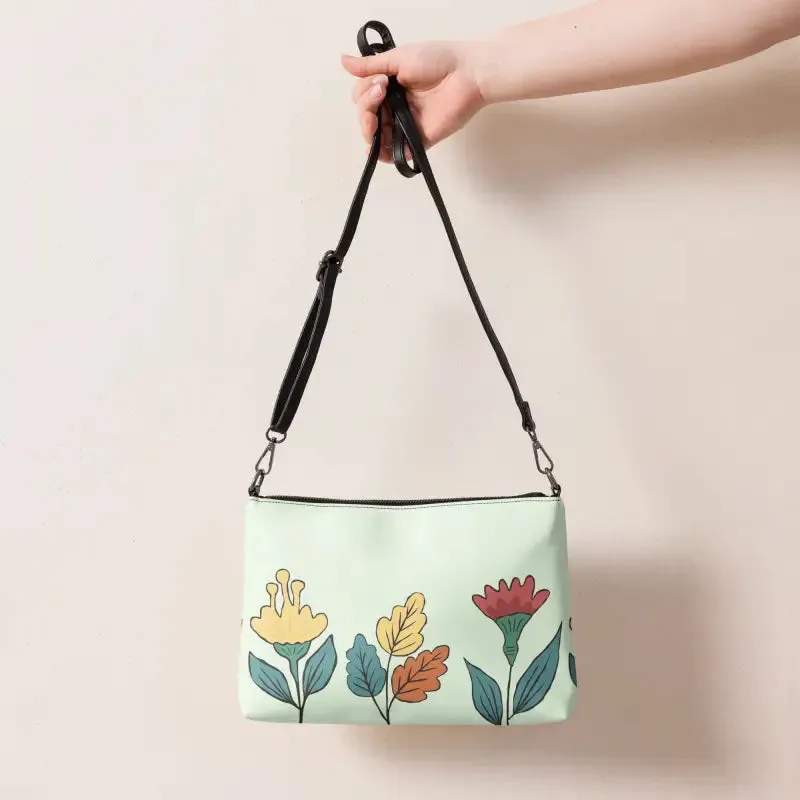 Pretty Flowers Faux Leather Crossbody Bag