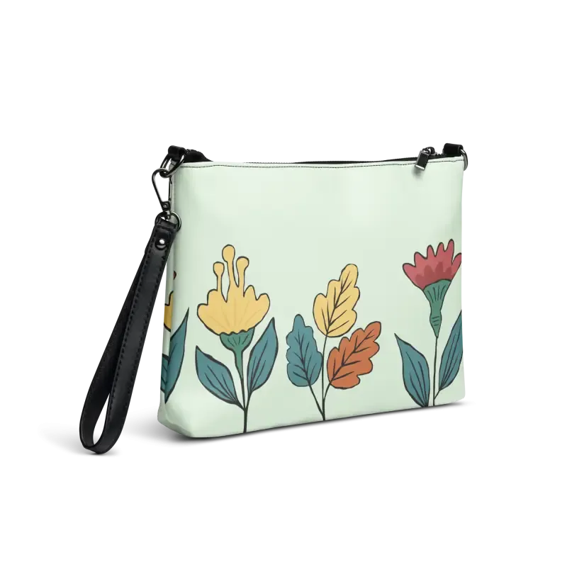 Pretty Flowers Faux Leather Crossbody Bag
