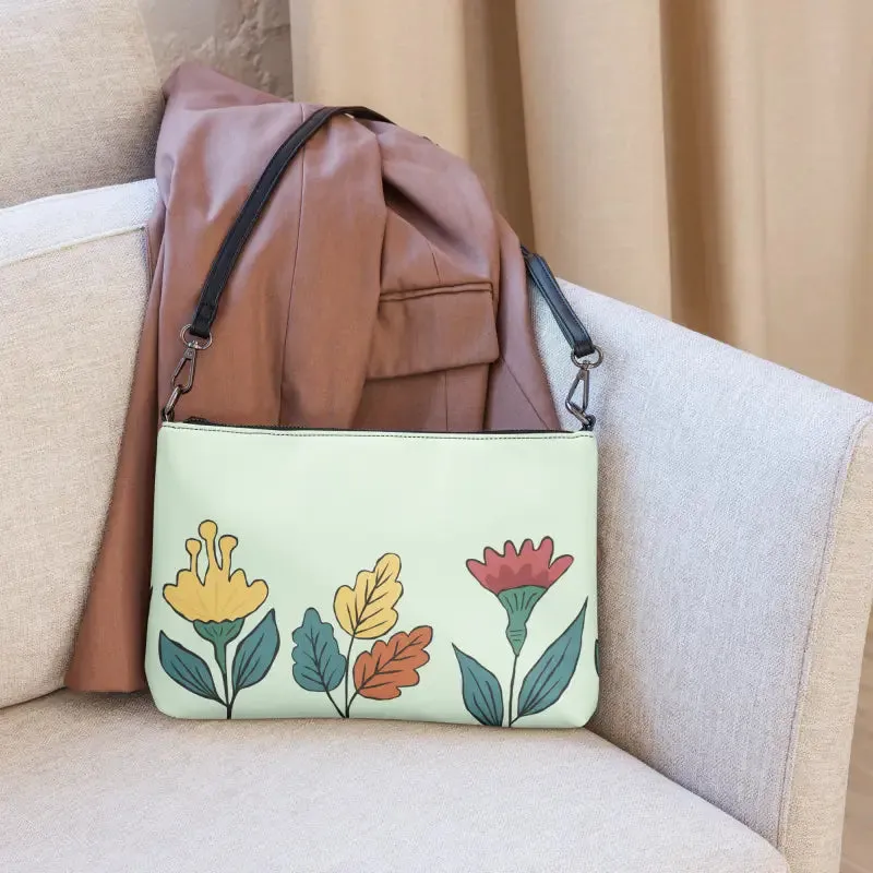 Pretty Flowers Faux Leather Crossbody Bag