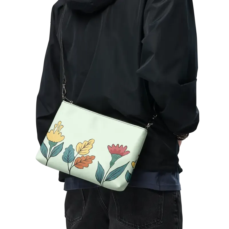 Pretty Flowers Faux Leather Crossbody Bag