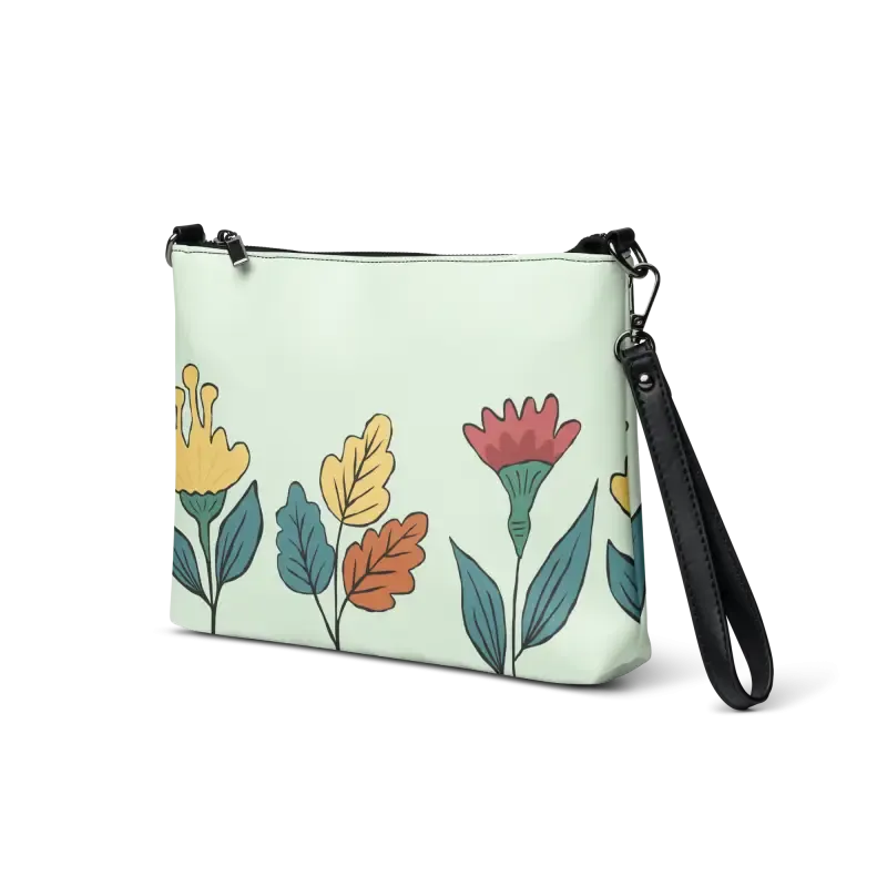 Pretty Flowers Faux Leather Crossbody Bag