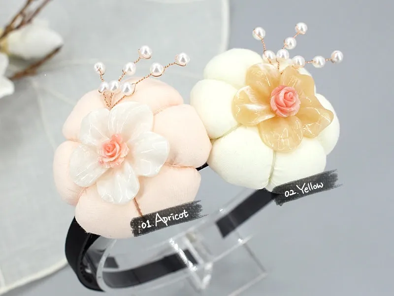 Pretty Pumpkin Pearl Flower Hairband (2 Colors)