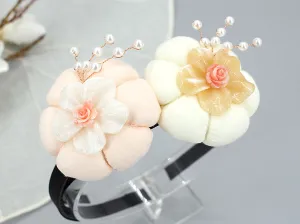 Pretty Pumpkin Pearl Flower Hairband (2 Colors)
