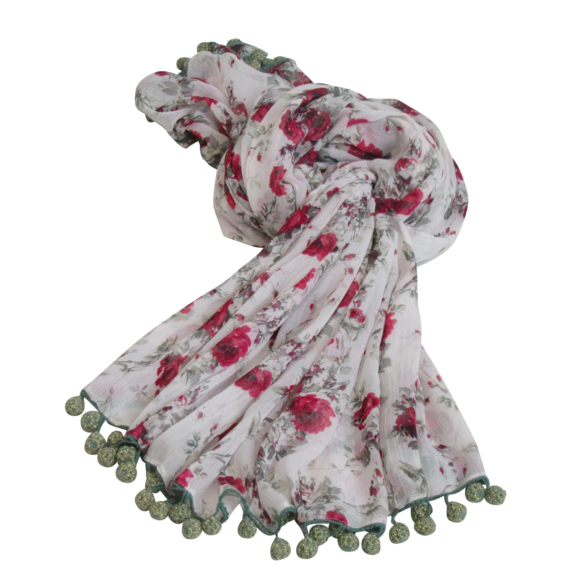 Printed Poly Crinkle Floral Scarf