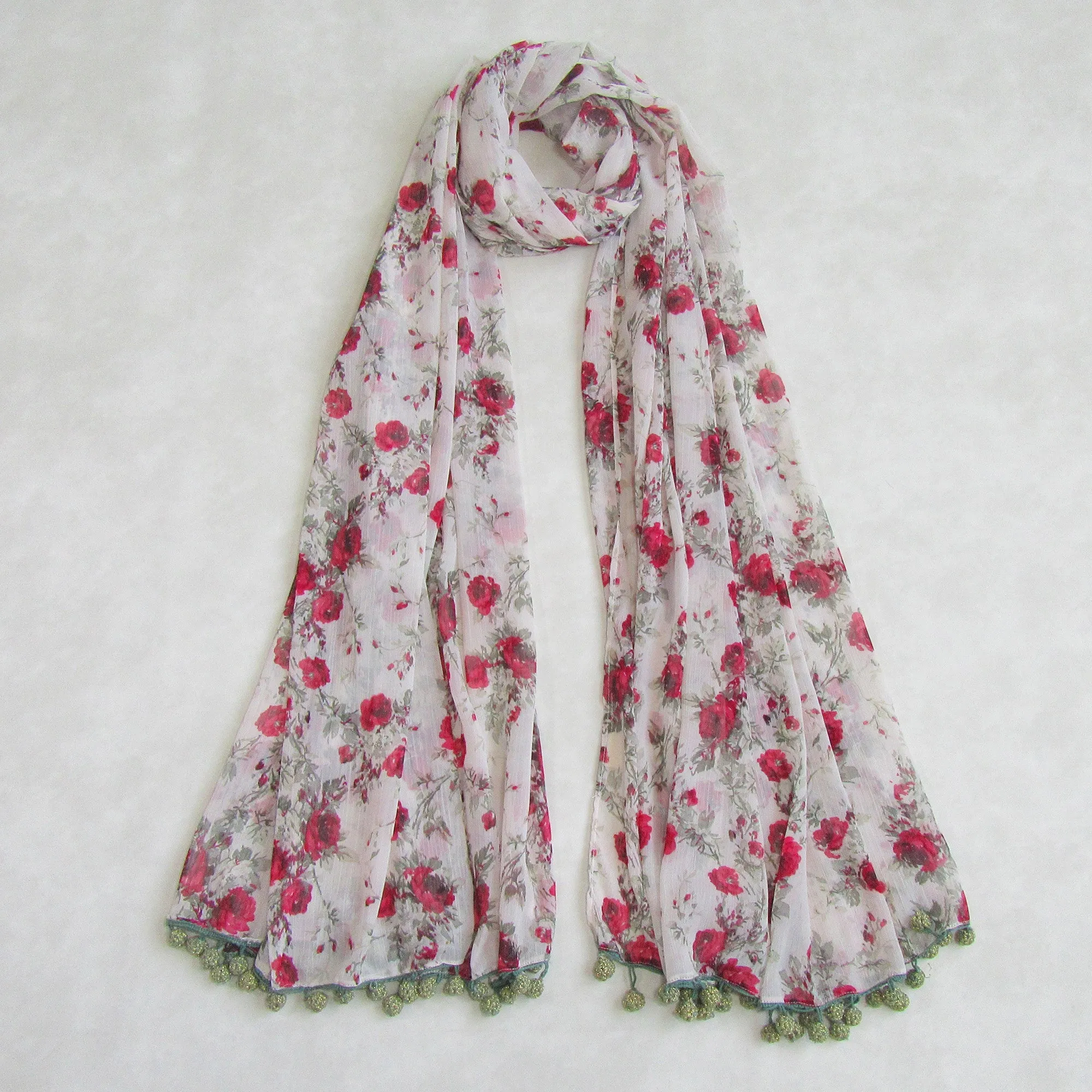 Printed Poly Crinkle Floral Scarf