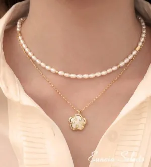 Priscilla 18K Gold Vermeil Pearl Chain & Charming Medallion Necklace | Classy Modern