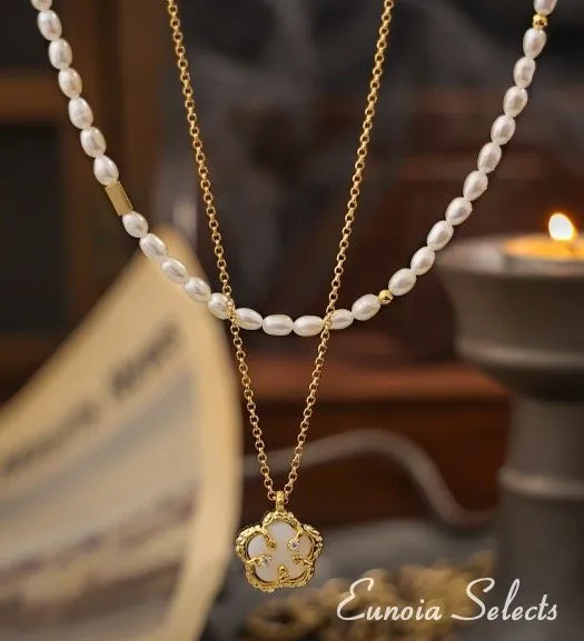 Priscilla 18K Gold Vermeil Pearl Chain & Charming Medallion Necklace | Classy Modern