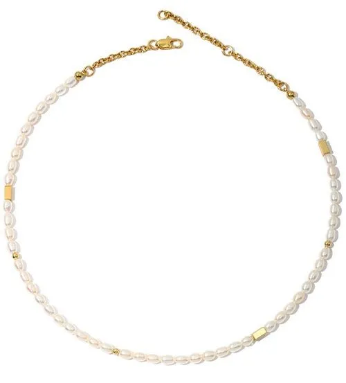 Priscilla 18K Gold Vermeil Pearl Chain & Charming Medallion Necklace | Classy Modern