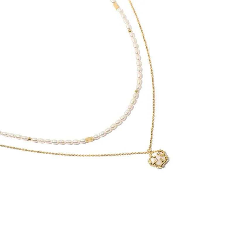 Priscilla 18K Gold Vermeil Pearl Chain & Charming Medallion Necklace | Classy Modern