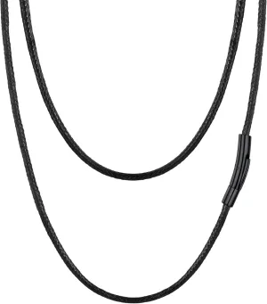 PROSTEEL Waterproof Leather Necklace Cord for Men, 2MM/3MM, 16”-30”, with Stainless Steel Clasp, DIY Chain for Pendant, Come with Box