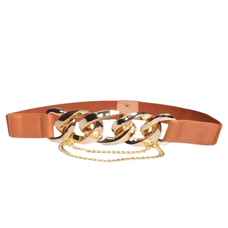 PU Leather Gold Chain Fashion Belt
