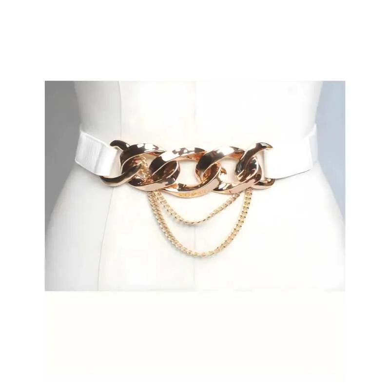 PU Leather Gold Chain Fashion Belt
