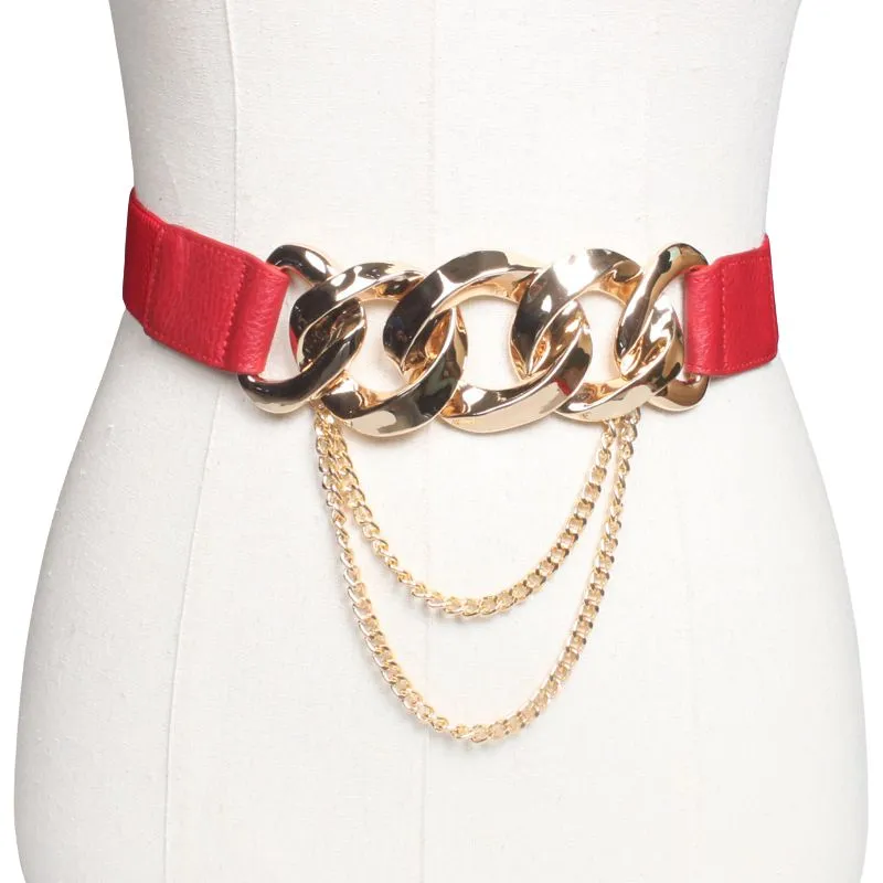 PU Leather Gold Chain Fashion Belt