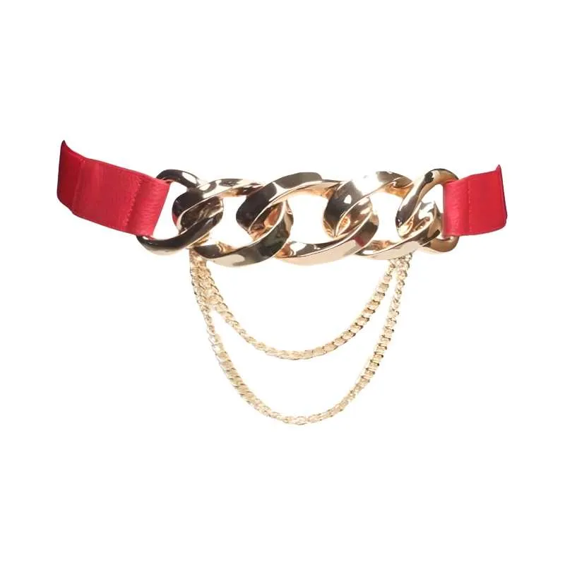 PU Leather Gold Chain Fashion Belt