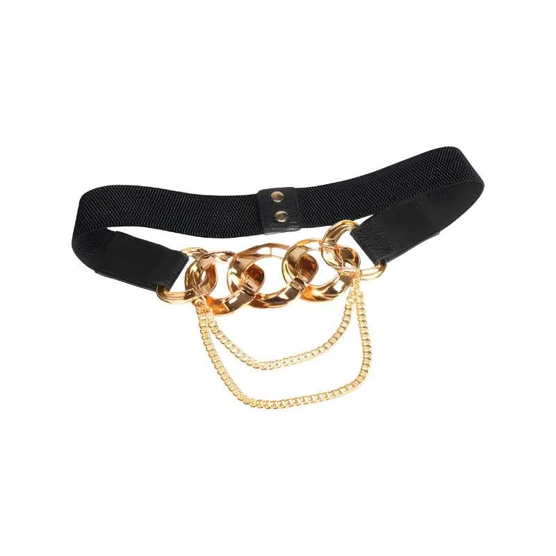 PU Leather Gold Chain Fashion Belt