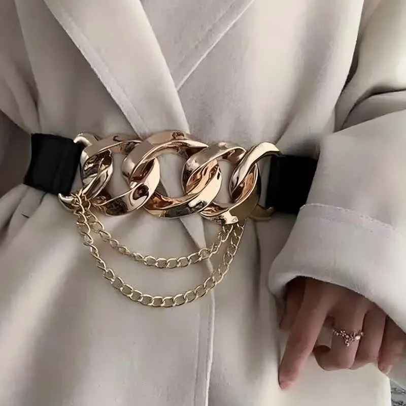 PU Leather Gold Chain Fashion Belt