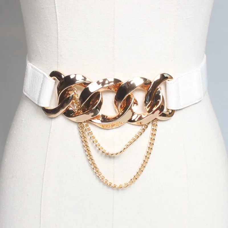 PU Leather Gold Chain Fashion Belt