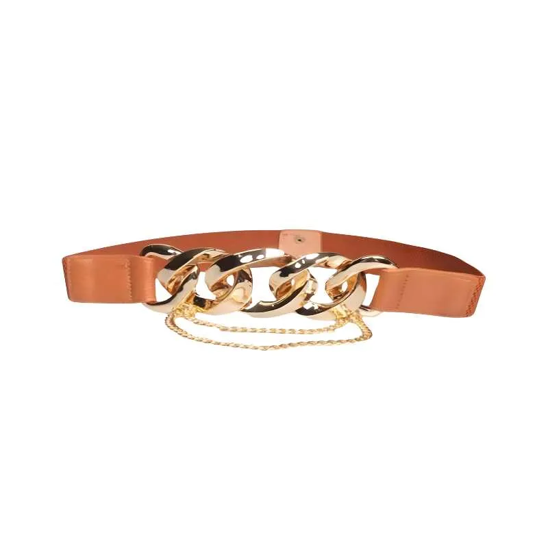 PU Leather Gold Chain Fashion Belt
