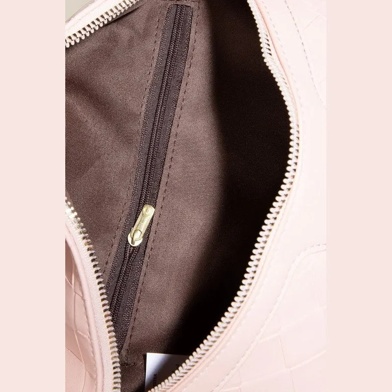 PU Leather Weave Textured Crossbody Bag with Coin Purse