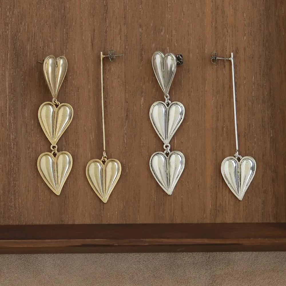 Puffy Heart Mismatched Earrings