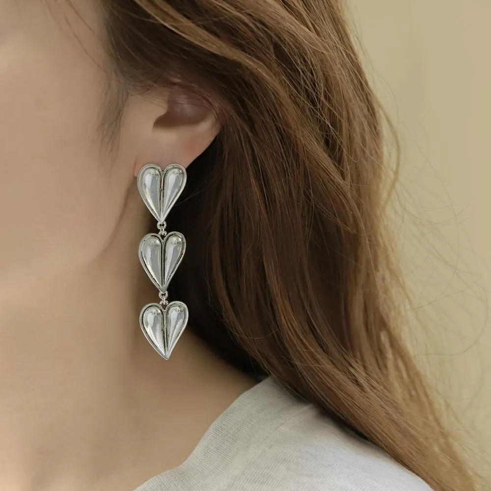 Puffy Heart Mismatched Earrings