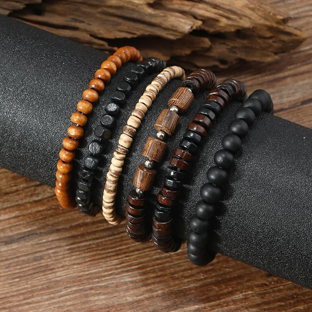 Puka Shell Bracelet for Men Wooden Bracelets Turquoise Stack Beaded Minimalist Trendy Jewelry for Friend Gift