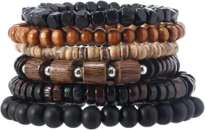Puka Shell Bracelet for Men Wooden Bracelets Turquoise Stack Beaded Minimalist Trendy Jewelry for Friend Gift