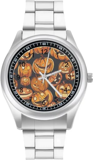 Pumpkin Watches Stainless Steel Band Wristwatch Business Dress Watch for Work Home