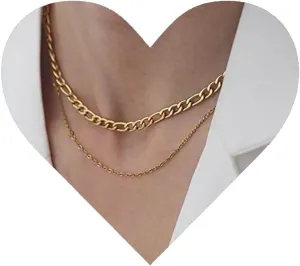 Punk Layered Chain Necklace Gold Curb Chain Necklace Chunky Link Chain Choker Necklace Vintage Flat Chain Necklace for Women