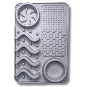 Pups Up Rectangle Lick Mat & Slow Feeder Combo Grey